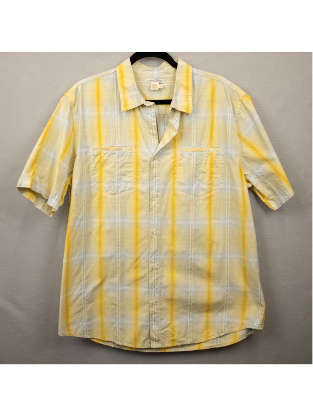 Carbon 2 Cobalt yellow plaid short sleeve button down shirt-L